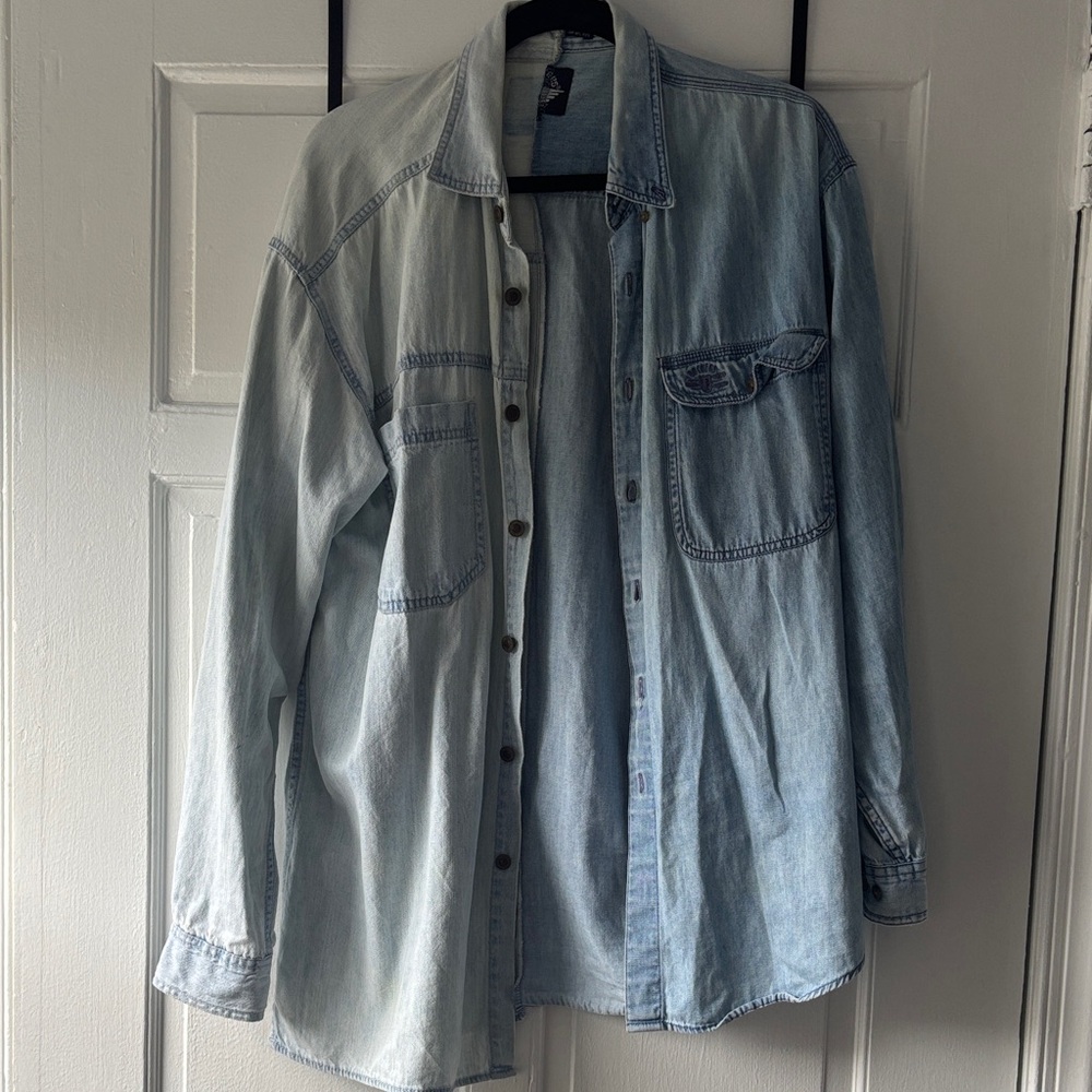 Urban Outfitters Vintage Spliced Light Blue Denim Shirt